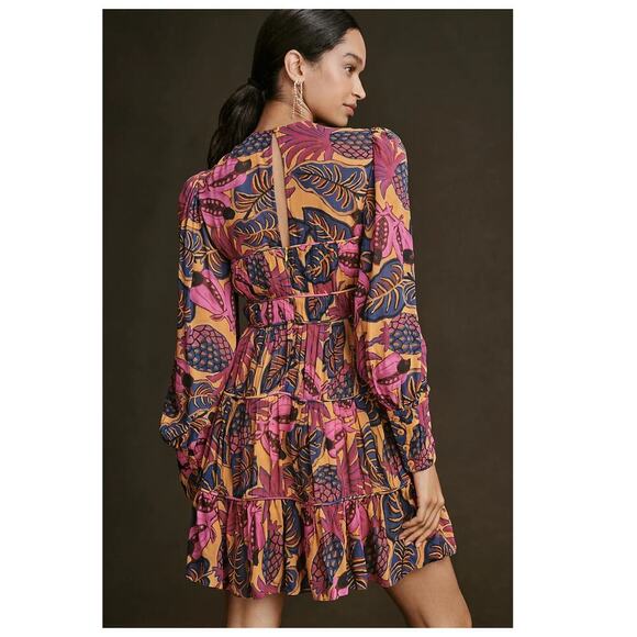 Farm Rio Fruit Dream Long-Sleeve Mini Dress Size Medium - Picture 5 of 16